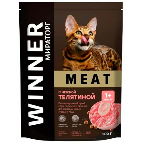 Корм для взрослых кошек с телятиной Winner Meat 300г